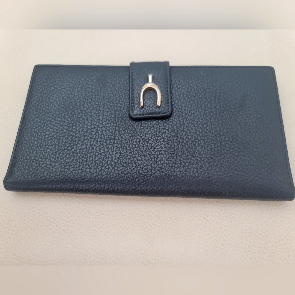 Gucci vintage horsebit accent long continental wallet in black calfskin